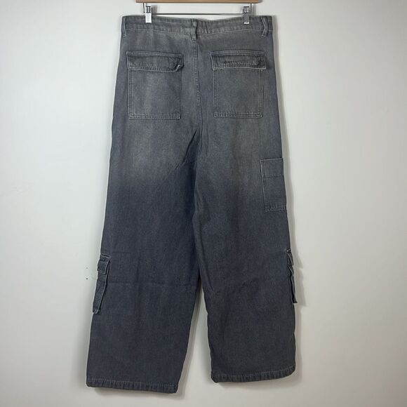 NWOT Joshua Mohamed Wide Leg Denim Cargo Pants Baggy Size 36 x 32 - Picture 8 of 11